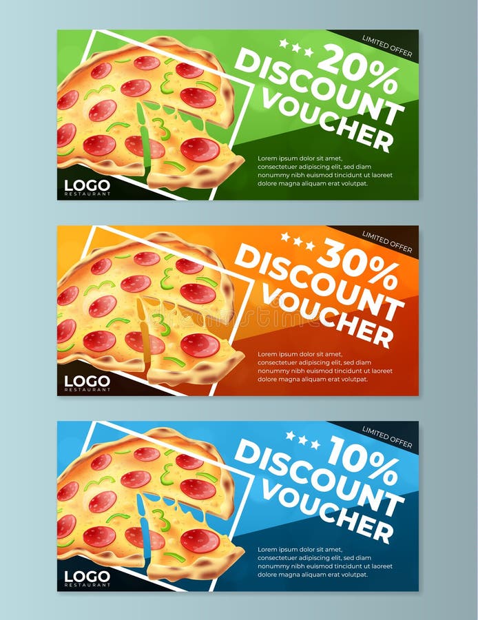 Pizza Voucher Templates. Set of Vector Free Pizza Coupons for