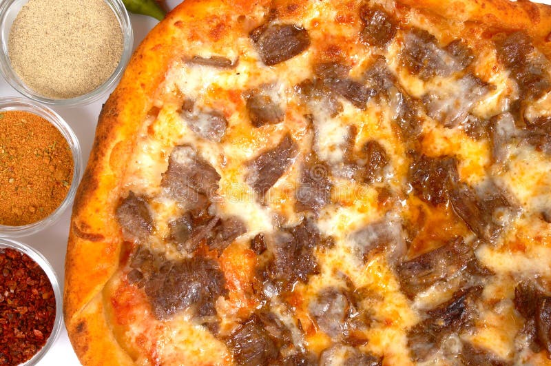 Pizza with doner stock photo. Image of food, plate, order 1294938