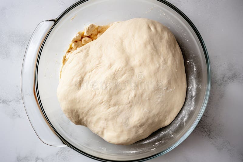 Pizza Dough in a Mixing Bowl, Ready To Be Kneaded and Shaped Stock
