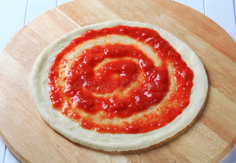 Pizza Dough and Tomato Puree Stock Image Image of ingredient, puree