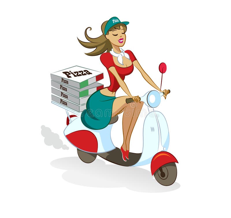 Pizza. Femme. Scooter