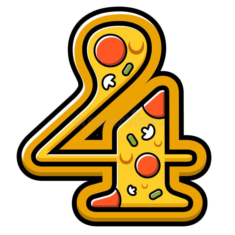 Pizza food number four stock vector. Illustration of font 218123864