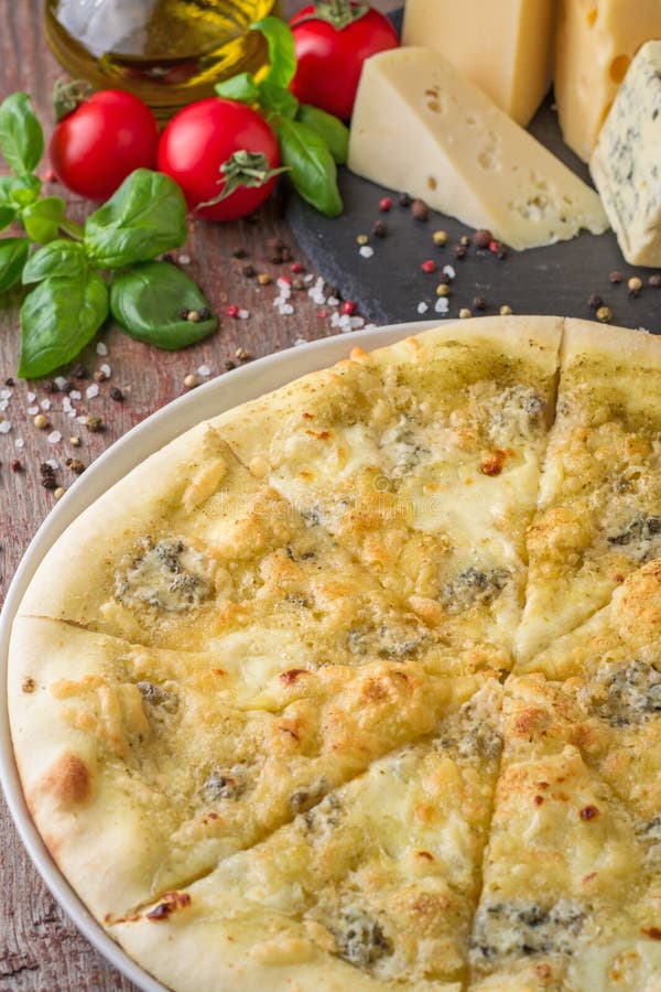 Pizza Four Cheeses Closeup Stock Photo Image of four, close 116813986