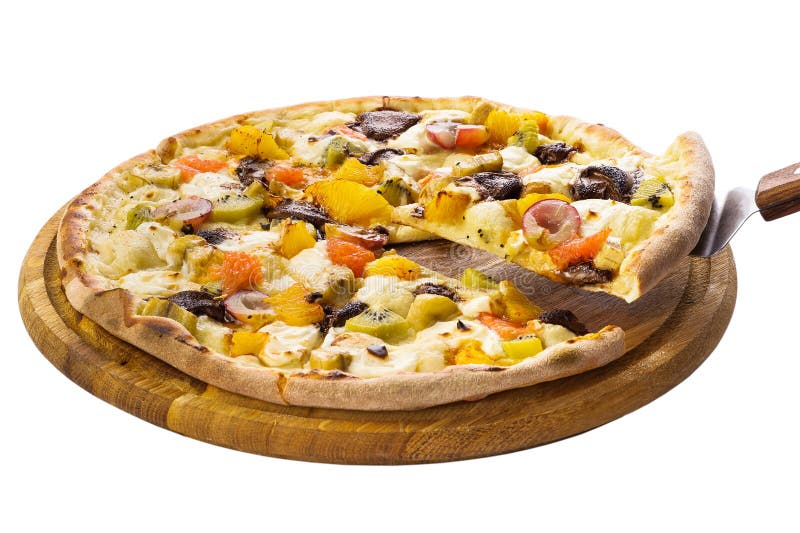 Pizza with fruit filling stock image. Image of cake, fruitpizza 89621485