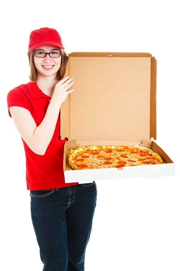 Pizza Girl Makes Delivery.