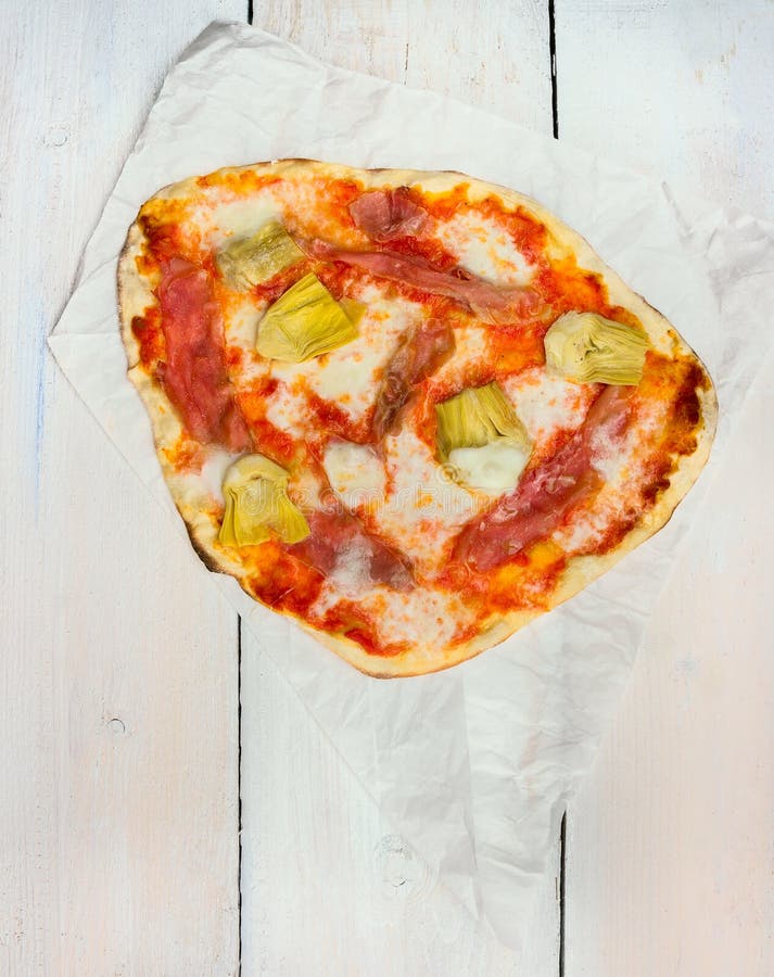 Pizza with Ham, Artichokes and Mozzarella Cheese Stock Image Image of