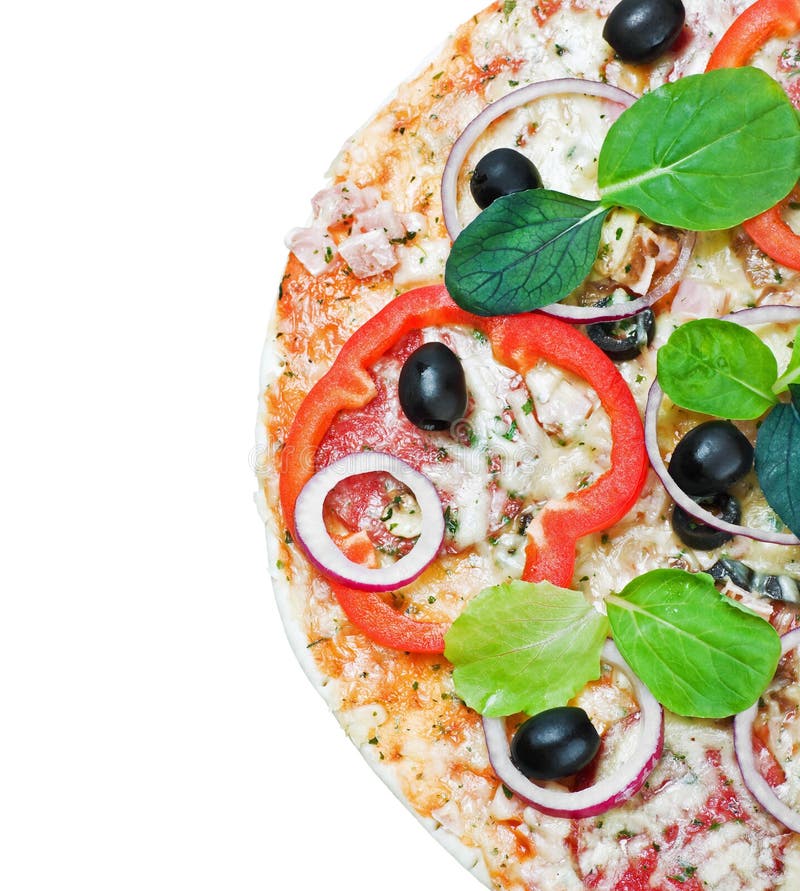 Pizza With Ham, Salami And Cheese Stock Image Image of olives