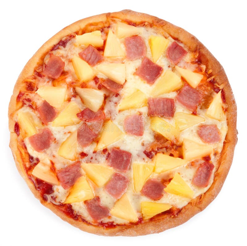 Pizza havaiana no fundo branco
