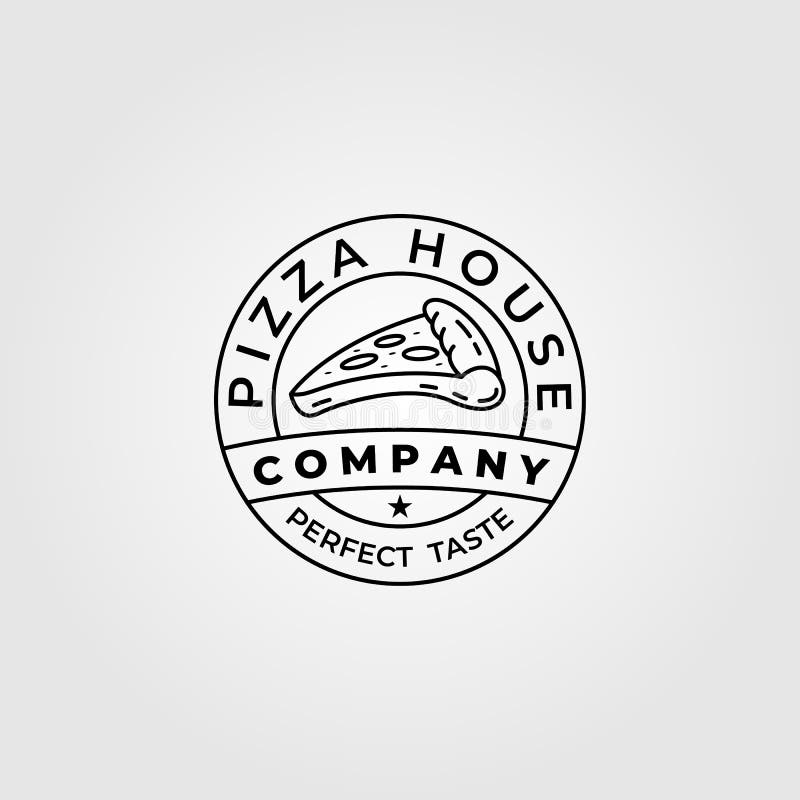 Pizza house bread line art logo vector minimalist illustration design stock illustration