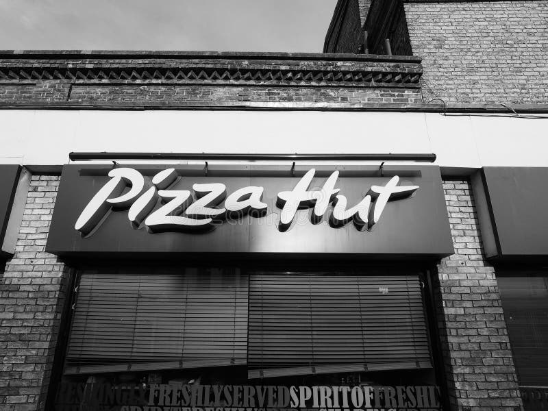 Pizza Hut Storefront In Cambridge In Black And White Editorial Stock