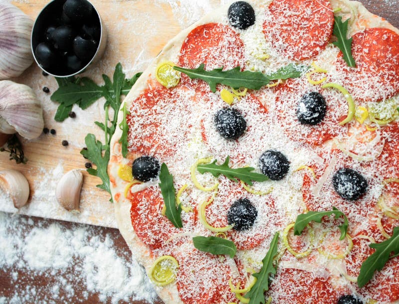 Pizza And The Ingredients Picture. Image 8162413