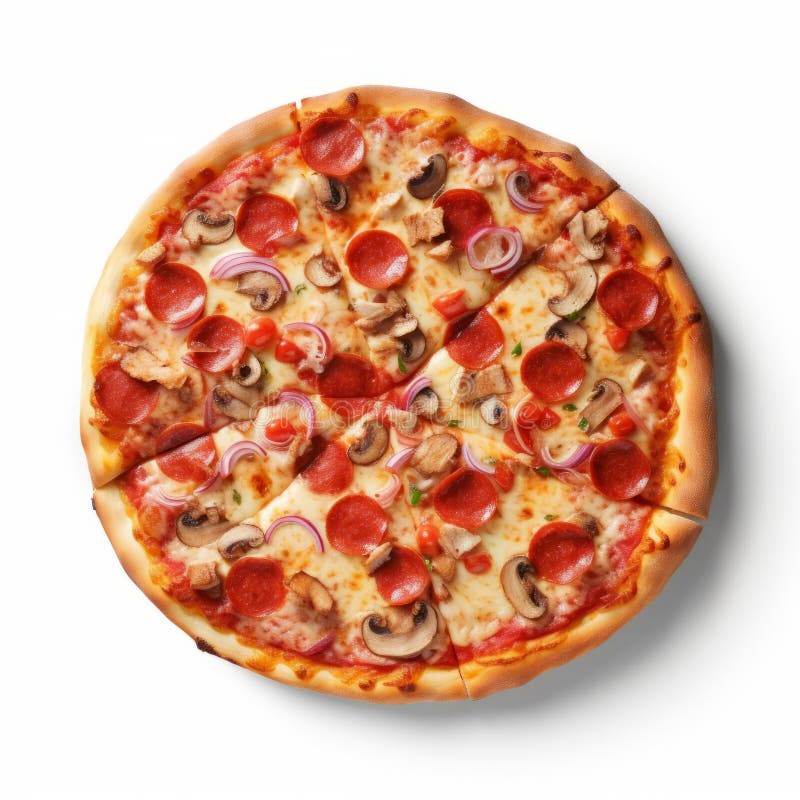 Pizza iperrealistica con saloni piccanti su fondo isolato illustrazione vettoriale