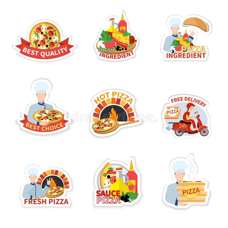 Pizza Label Set vector illustration Pizza Label Set vector illustration