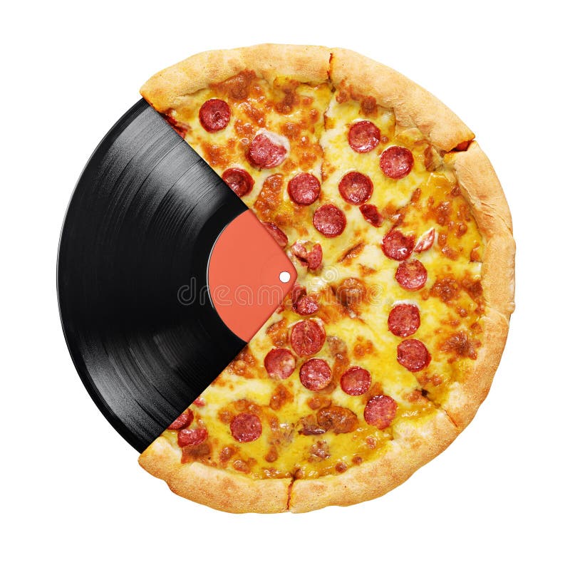 Pizza and LP Record on White Background Stock - Image of cuisine, tomato: 194936021