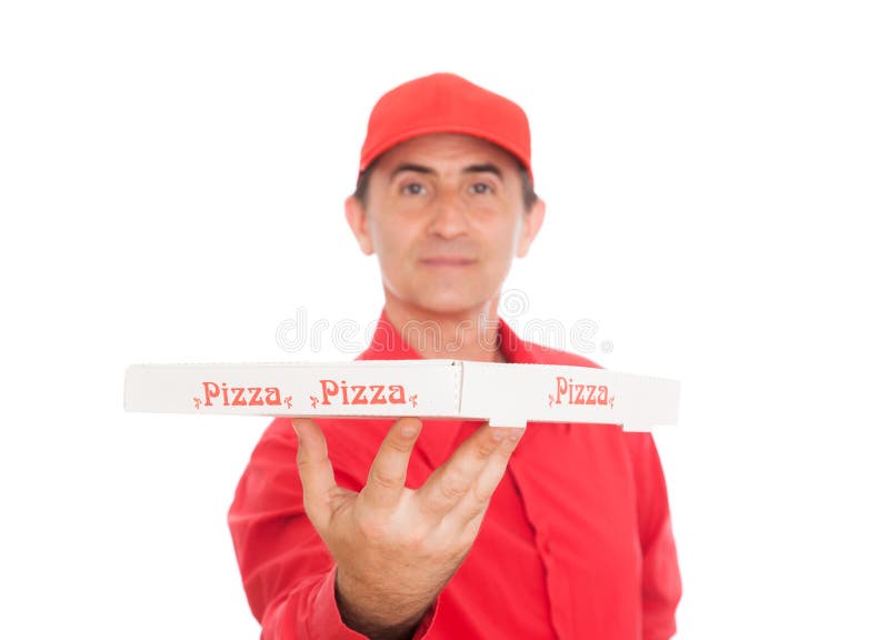 Pizza man stock image. Image of hand, person, friendly 27379629