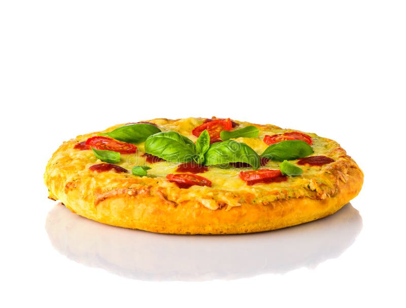 Pizza Margherita on White Background Stock Photo - Image of cheese ...