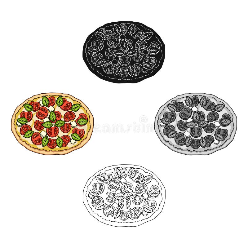Pizza with meat, cheese and other filling. Different pizza single icon in cartoon,black style vector symbol stock stock illustration Pizza with meat, cheese and other filling. Different pizza single icon in cartoon,black style vector symbol stock stock illustration