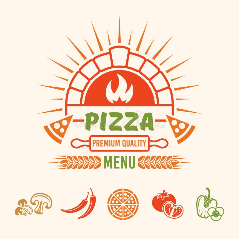 Pizza Menu Vector Colored Emblem with Brick Oven Stock Vector -  Illustration of cooking, italian: 121913139