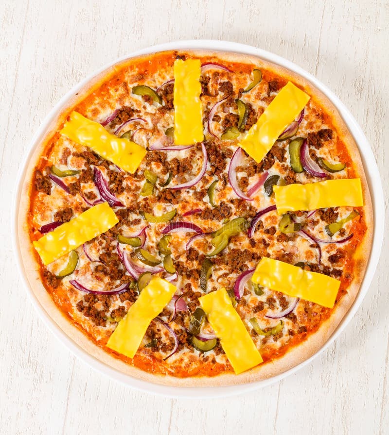 Pizza with minced meat stock image. Image of pide, fataya 125226163