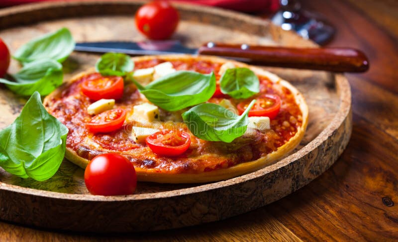 Pizza with mozzarella and salami royalty free stock images Pizza with mozzarella and salami royalty free stock images