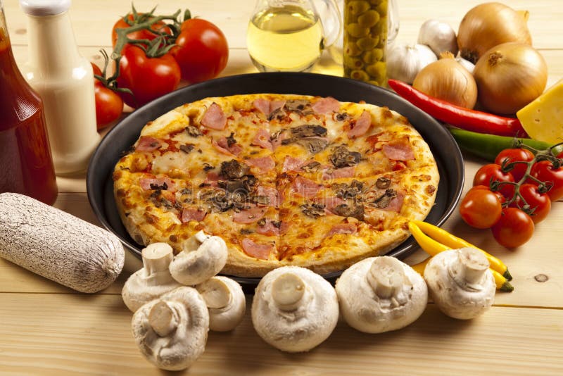 Pizza with mushrooms