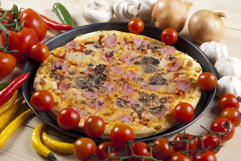 Pizza with mushrooms