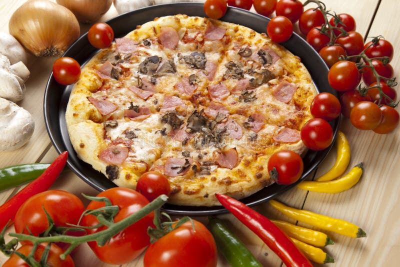 Pizza with mushrooms