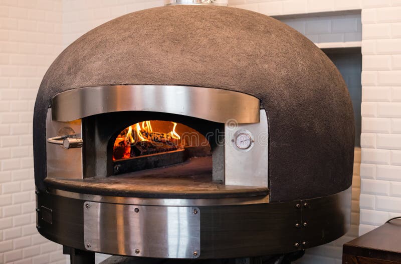 Pizza Oven Stove with Burning Fire Stock Photo Image of bread, oven