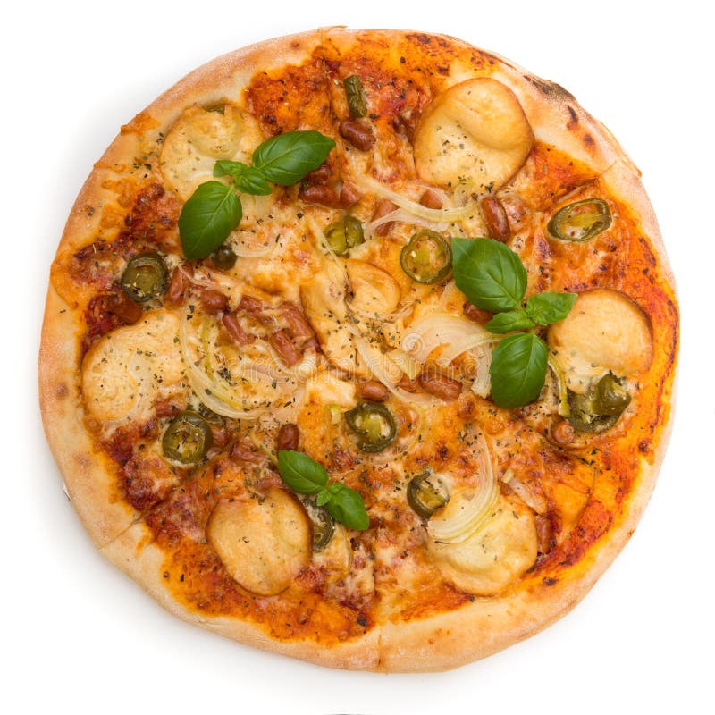 Pizza over a white stock photo. Image of background, nutrition - 50986624