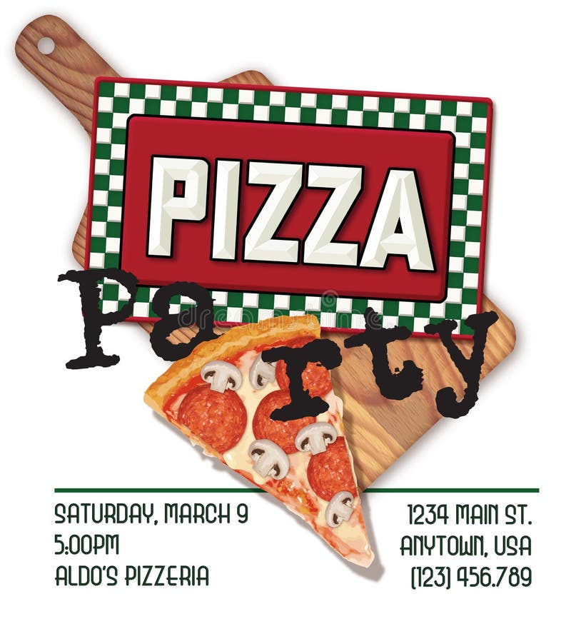 Pizza Party Invitation Fun royalty free illustration Pizza Party Invitation Fun royalty free illustration
