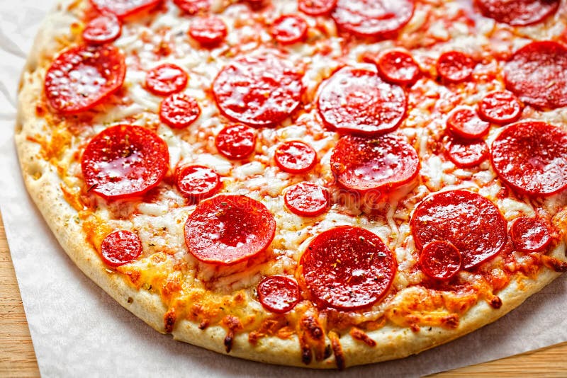 Pizza Pepperoni with Cheese and Oregano Stock Photo Image of peppers