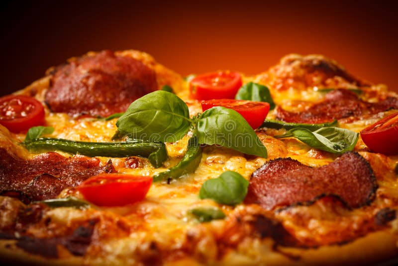 Pizza. Pepperoni - cheese, salami, vegetables Pizza. Pepperoni - cheese, salami, vegetables