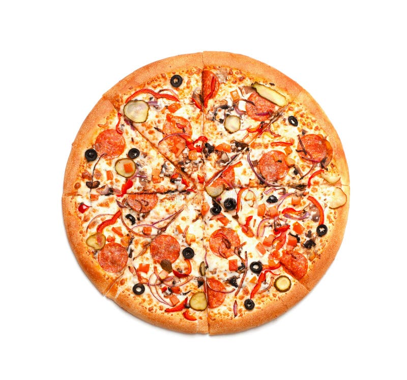 Pizza Pepperoni Con Queso Mozzarella, Salami, Pimienta Foto de archivo