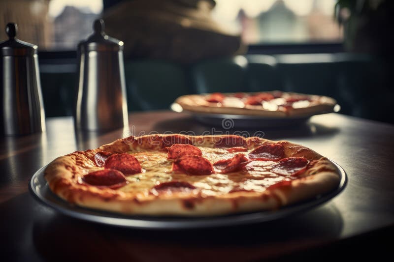 Pizza Pepperoni Italian Restaurant. Generate Ai Stock Illustration