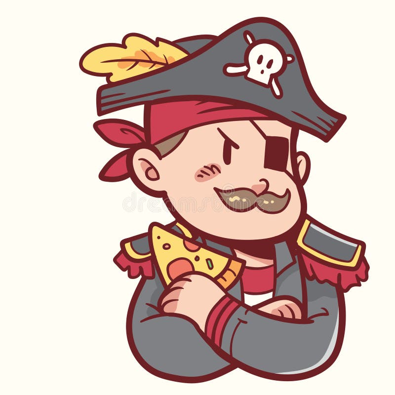 Estilo De La Historieta Del Carácter De La Pizza Del Pirata Ilustración