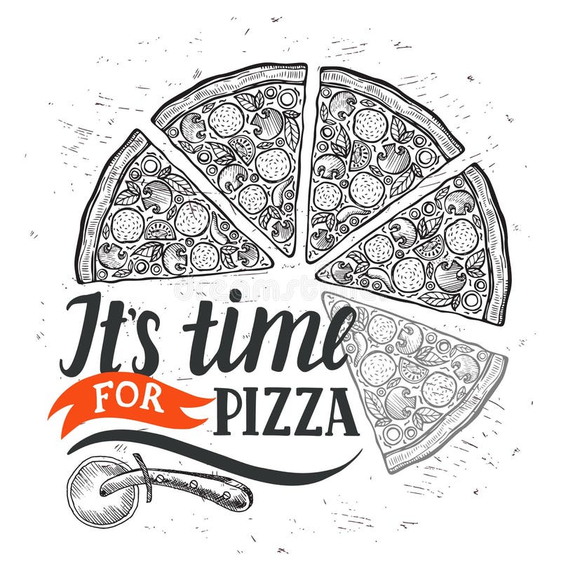 Pizza Poster for Restaurant and Cafe. Stock Vector Illustration of