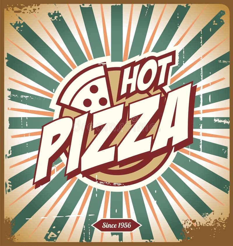 Pizza retro znak ilustracja wektor