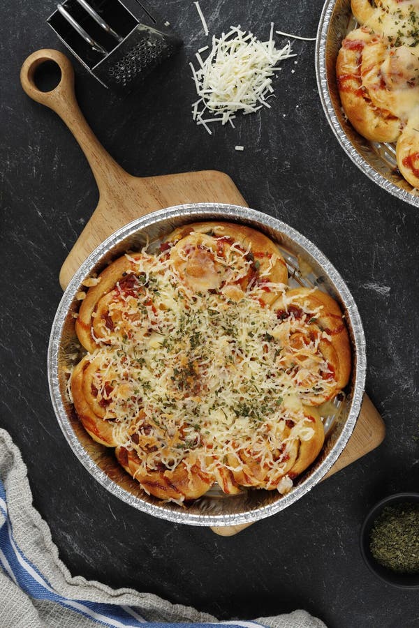 Pizza Roll Bread with Cheese Topping Stock Image Image of appetizer