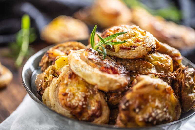 Pizza Rolls Stuffed with Various Ingredients, Prosciutto Bacon Spinach