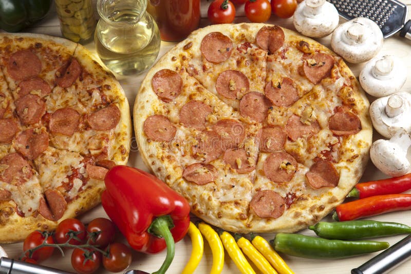 Pizza with salami