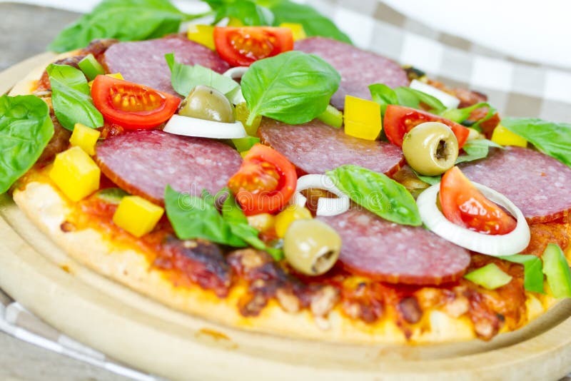 Pizza salami stock image. Image of parma, italy, foods 42169991
