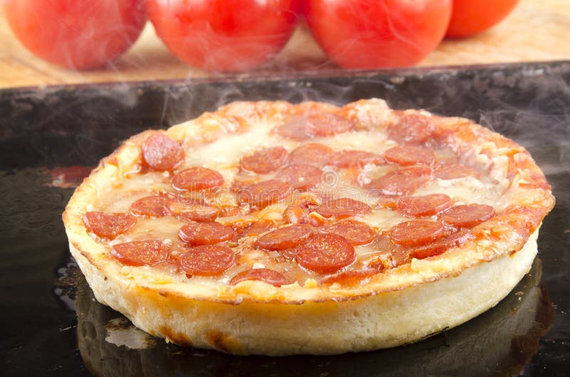 Pizza with Salami and Tomato Stock Photo Image of pizza, crust 33149364