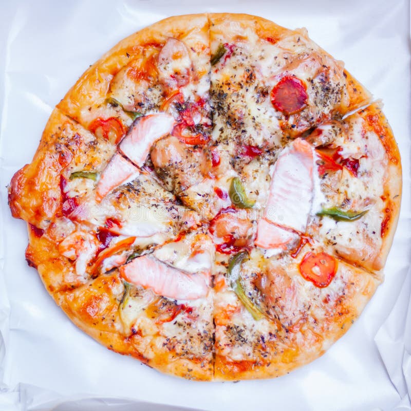 Pizza with Salmon, Cream Cheese Stock Image Image of meal, pizza