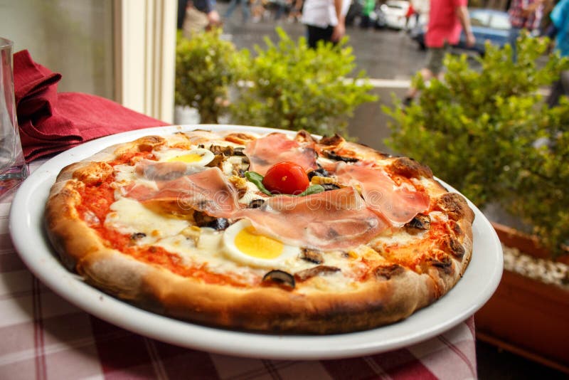 Pizza Served in a Restaurant in Rome Stock Image Image of night, cafe
