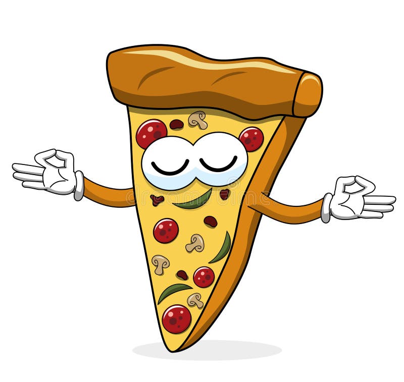 Pizza slice cartoon funny meditation buddhism isolated