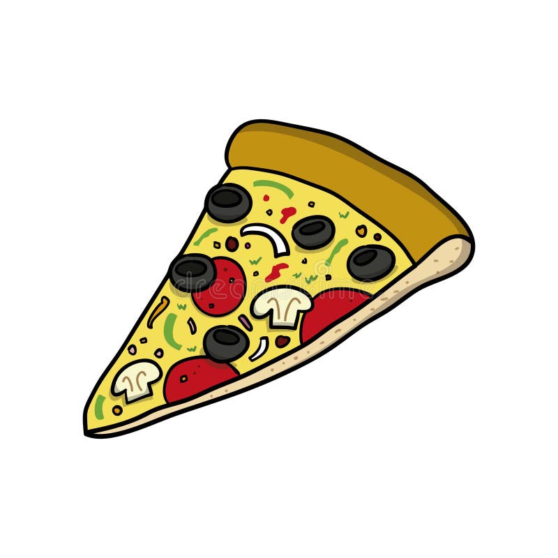 Pizza slice. Food icon. Doodle cartoon vector illustration. vector illustration Pizza slice. Food icon. Doodle cartoon vector illustration. vector illustration