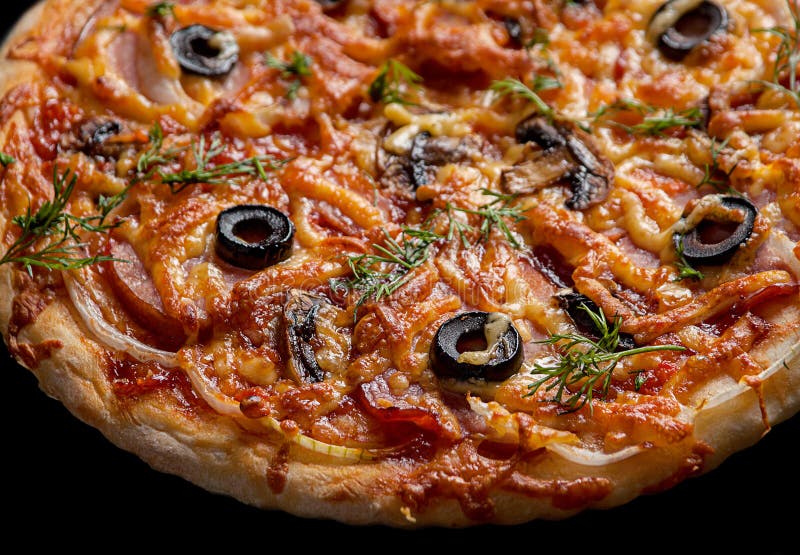 Pizza with smoked meat stock image. Image of baked, italy 39267409