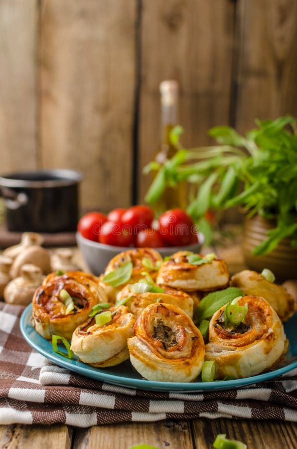 Pizza snails puff pastry stock image. Image of cheese 63797601