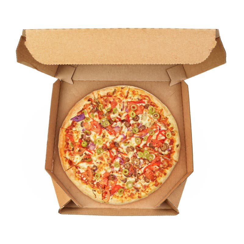 One Piece Of Pizza In Cardboard Pizza Box. Top View Stock Photo, Picture  and Royalty Free Image. Image 49133248.