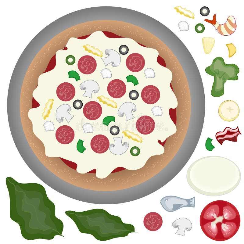 Pizza Toppings stock vector. Illustration of italy, cuisine - 24469182